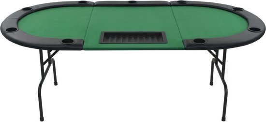 Afbeelding van het spel Opklapbare pokertafel 3 vouw ovaal groen voor 9 spelers