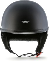 MOTO D23 braincap, Mat Zwart,  snorfietshelm, halve helm, pothelm voor scooter en motor, XL, hoofdomtrek 61-62cm