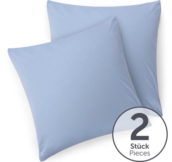 Set - Lot de 2 Taies d'oreiller d'oreiller - Housse de coussin en Premium super doux - 100 % Katoen - 80 x 80 cm - Bleu clair
