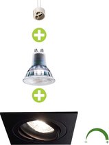 LED Inbouwspot 5,5 Watt Dimbaar | kantelbaar | zwart | vierkant - 4000K - Naturel wit (840)