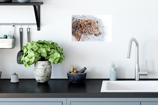 Stickers Stickers muraux - Léopard - Aquarelle - Blauw - 30x20 cm - Feuille adhésive