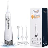 BrightWise® Waterflosser Verbeterd & Vernieuwd Model 3 Flosstanden Incl. 3 flos-opzetstukken & tongschraper - Monddouche - Tandsteen verwijderaar - Gezond- & schoon gebit - Draadloos - Elektr