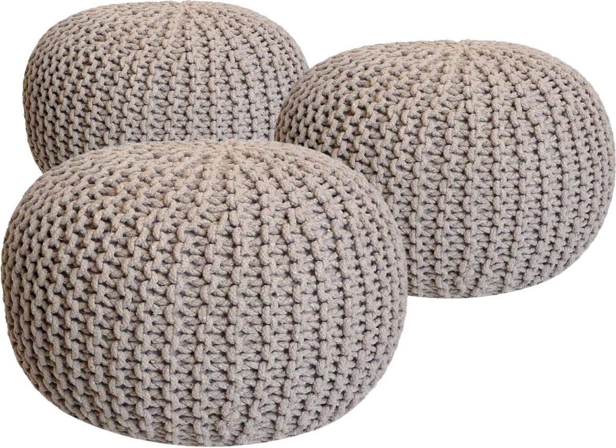 Homescapes Poef Gebreide poef, rond vloerkussen, zitpoef 70 x 23 cm