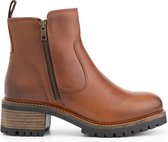 Mysa Ivy dames leren enkellaarzen - Gevoerde boots - Cognac Bruin Leer - Maat 36