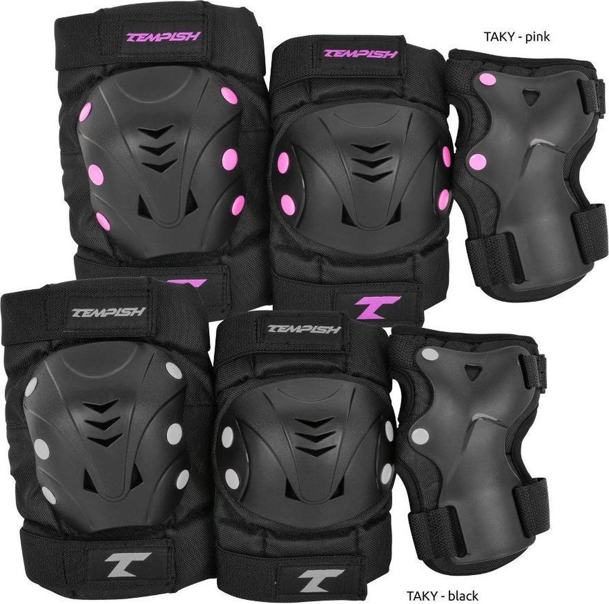 Tempish – Taky – Skatebescherming – 3-pack – Volwassenen – – Complete Set voor Skaten Zwart