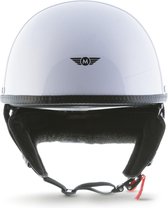 MOTO D23 braincap, Wit, halve helm, pothelm voor scooter en motor, L, hoofdomtrek 59-60cm