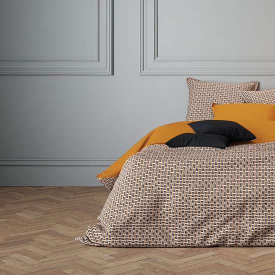 Mistral Home - Housse de couette - 100% coton satiné - 240x220 cm - 2 taies d'oreiller - Oued - Jaune ocre