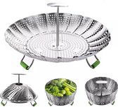 RVS Stoomrek- Stoommand Pan- Groentenstomer - Verstelbaar - stoominzet - Stoombloem- steamer basket- voor groenten/vegetables