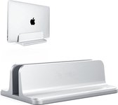 Verticale Laptop Standaard - Laptop Houder - Verticaal - In breedte Verstelbaar- Aluminium - Geschikt voor elke Laptop en Macbook - Zilver