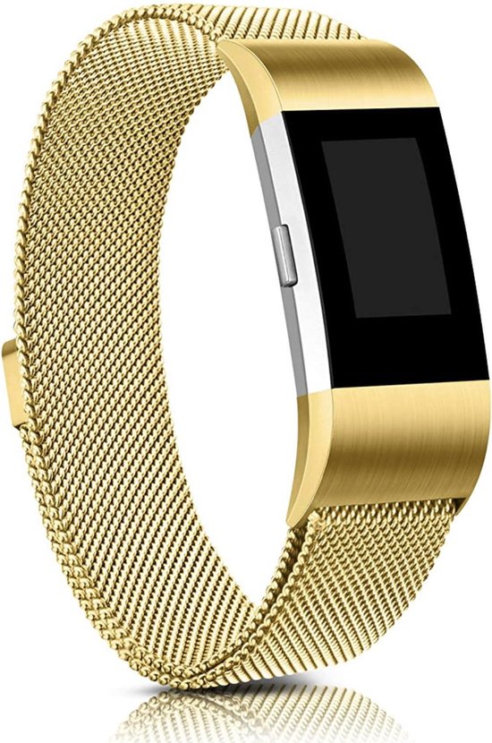 YPCd® Fitbit Charge 2 bandje - Goud - Milanees Roestvrij Staal - Large
