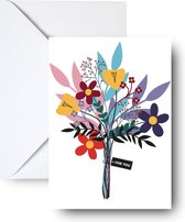 Studio Emo - 2 stuks - Flowers for you wenskaart met envelop boeket bloemen - Speciaal voor jou kaart - A6 kleurrijke print