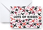 Studio Emo - 2 stuks - Lots of kisses wenskaart met envelop -Kusjes xxx Liefs/bedankt kaart - A6 kleurrijke print