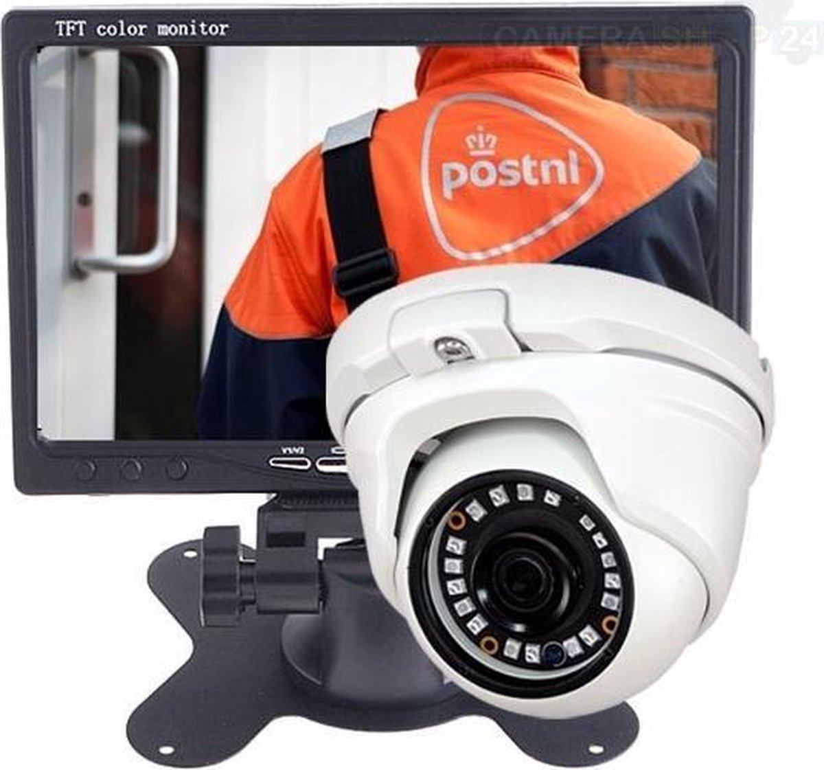 Analoge camera wit met 7 inch TFT monitor - kijkhoek 100 graden - 20 meter nachtzicht