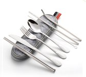 Bestekset – Reisbestek – Kampeer Bestek – Chopsticks – Achtdelig – Duurzaam – RVS – Zilver