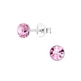 Joy|S - Zilveren 5 mm oorknoppen - kristal roze