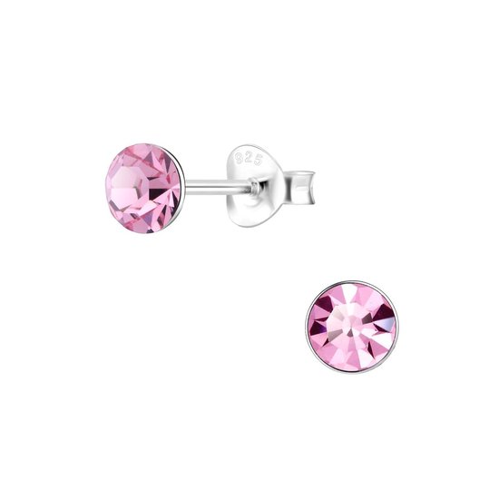 Joie|S - Clous d'oreilles argentés 5 mm - rose cristal