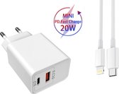 Power Adapter 38W Thuislader met USB-C Kabel - Quick Charge 3.0 en USB-C - Oplader Stekker Oplaadstekker met 2 USB Poorten - Geschikt voor Apple iPhone / iPad / Watch / AirPods