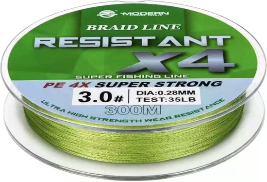 RESISTANT X4 - Fil de pêche tressé / fil de pêche - 300 Mètres - [ 0,3mm /  0] - PE 4X VERT