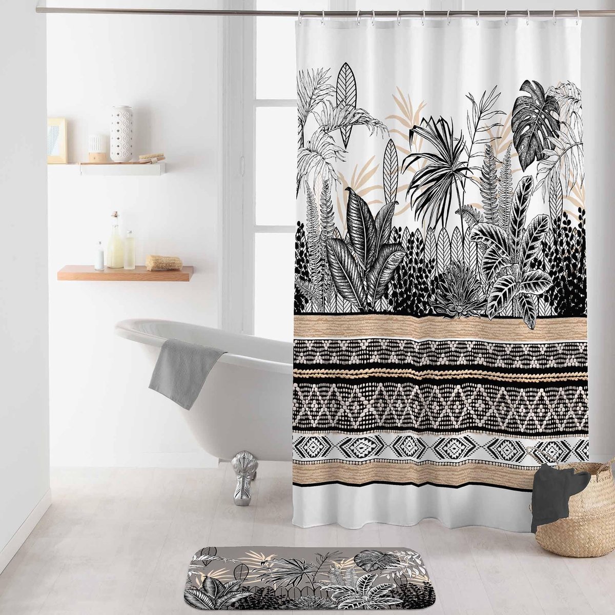 Livetti | Douchegordijn | Shower Curtain | 180x200 cm | Inclusief Ringen | Tikal