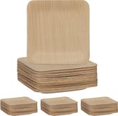Relaxdays 100x bamboe bordjes - vierkant - wegwerpbordjes - bordjes amboe - wegwerpservies
