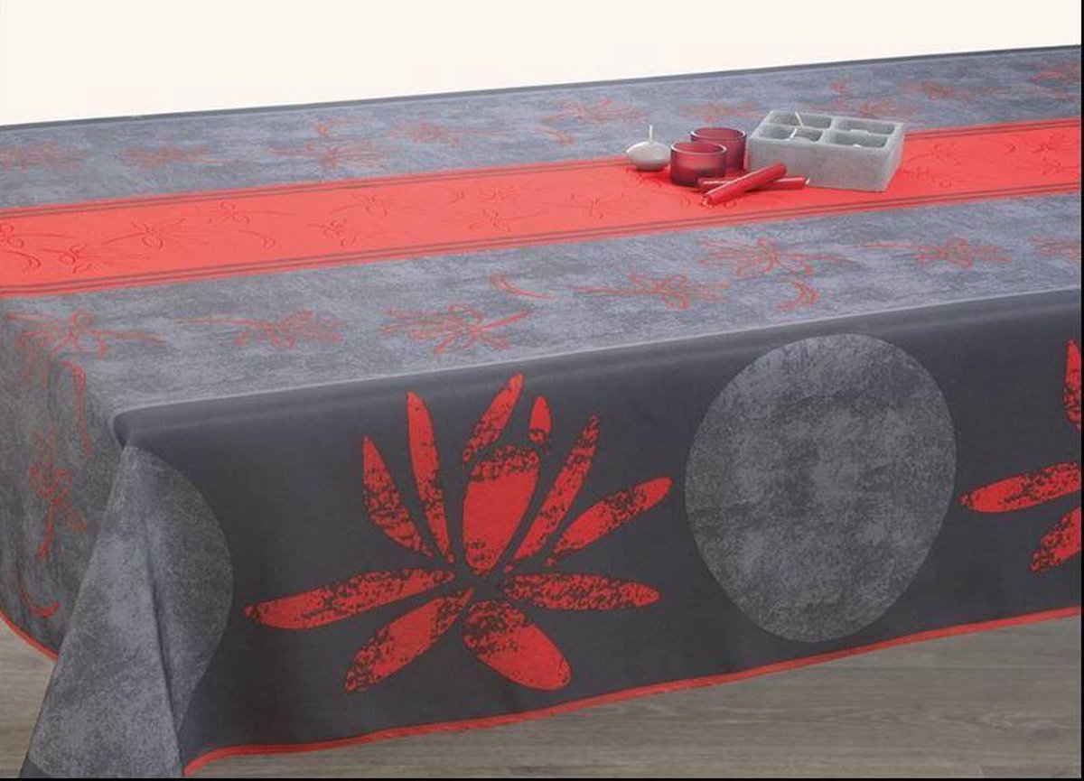 Tafelkleed anti-vlek Lotus rouge ovaal 240 cm Tafellaken - Decoratieve Tafel Accessoires - Woonkamer Decoratie - Bonne et Plus®