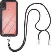 Voor Motorola Moto E7 Power Sterrenhemel Effen Kleur Serie Schokbestendige PC + TPU Beschermhoes met Nekband (Zwart)
