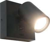 Applique Master USB Zwart - 1x GU10 LED 6W 2700K 420lm - USB - IP20 > applique d'intérieur noir | applique noire | lampe de lecture noire | lampe de chevet noir | lampe led noire | lampe usb noir | lampe de connexion usb noire