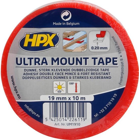 Ultra Mount bevestigingstape - transparant 19mm x 10m - HPX