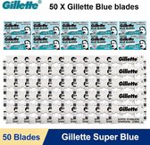 Super Gillette Blue blades platinum / stainless steel Scheermesjes set van 50 stuks