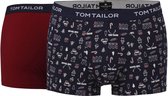 Tom Tailor - 2 Pack - Heren boxer - Bordeaux/alloverprint - Maat S