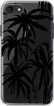 Paradise Amsterdam 'Midnight Palms' Clear Case - iPhone 7 / 8 / SE (2020) doorzichtig telefoonhoesje met palm, vrouwelijke vorm, silhouette, minimalistische tropische print