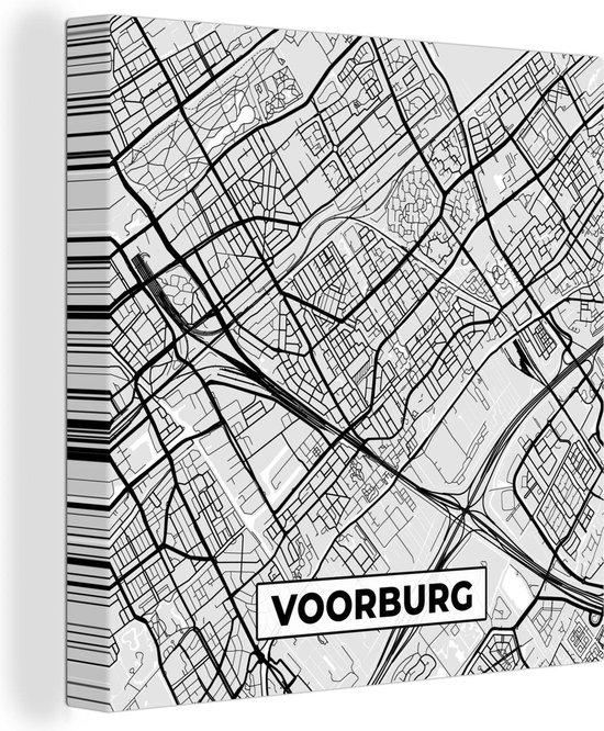 Canvas Schilderij Stadskaart - Voorburg - Grijs - Wit - 20x20 cm - Wanddecoratie