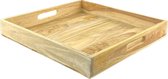 Dienblad teak hout van WDMT™ | 38 x 38 x 6 cm | Bruin