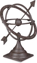 zonnewijzer tuin - antiek - weerbestendig - bodemmontage - 42 cm - gietijzer - patina - bruin