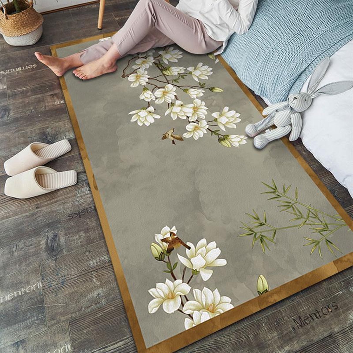 Schilderachtige Tapijten Magnolia, Vloerkleed van Kristal Fluweel, rechthoekig 50x160cm