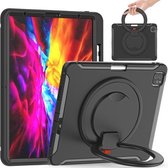 Schokbestendige TPU + pc-beschermhoes met 360 graden rotatie opvouwbare handgreephouder en pensleuf voor iPad Pro 12.9 2020 / 2018 (zwart)