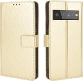 Voor Google Pixel 6 Crazy Horse Textuur Horizontale Flip Leather Case met Houder & Kaartsleuven & Lanyard (Goud)