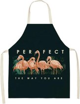 Keukenschort - Flamingo's - Ook leuk als cadeau - Perfect the way you are - Vandaag besteld is binnen 2 werkdagen in huis