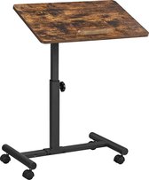 Segenn's Laptoptafel - Bijzettafel - Bedtafel - met Kantelbare Spaanplaat en Wielen - In Hoogte Verstelbaar - Industrieel Design - voor Woonkamer - Slaapkamer - Kantoor aan Huis -