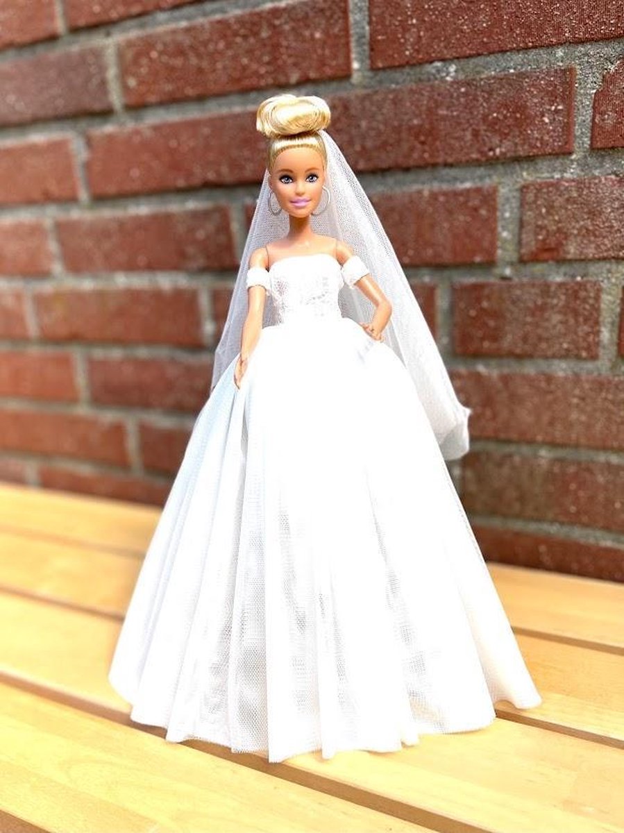 Bruidsjurk voor modepoppen - bruidsmeisjes jurken - prinsessenjurk - barbie  -... | bol.com