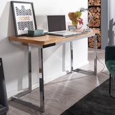 Bureau eiken met zilveren / chome pootstel - Gaming bureau - Bureautafel- Schuinlopend bureau - Makeup tafel