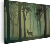 Artaza Canvas Schilderij Hert In Het Bos - Silhouet  - 60x40 - Foto Op Canvas - Canvas Print