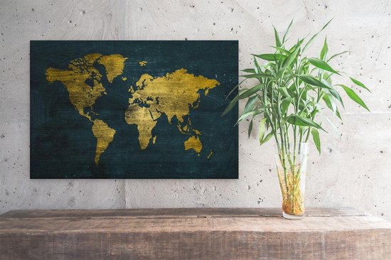 Artaza Toile Peinture Or Wereldkaart - 30x20 - Klein - Photo sur Toile - Impression sur Toile