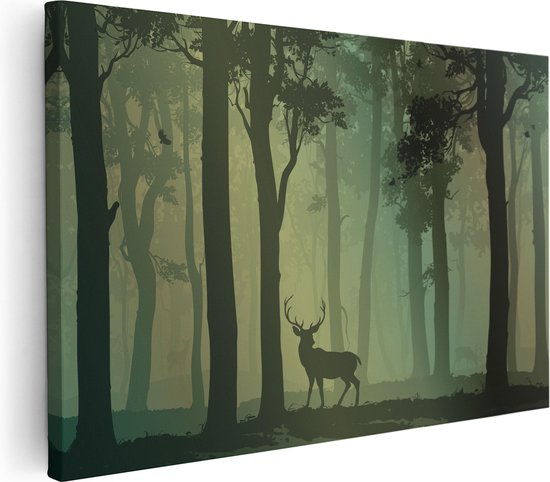 Artaza Peinture sur toile Cerf dans la forêt - Silhouette - 30x20 - Klein - Image sur toile - Impression sur toile