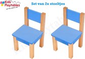 Set Kinderstoeltjes 2x hout kleur blauw| zithoogte 28 cm | kinderzetel | Houten stoeltje voor kinderen | stoel kind | Peuterstoeltje | kindertafel en stoeltjes van hout | houten stoeltje voor