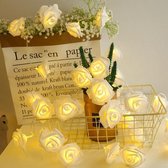 Led lampjes slinger - Bloemen - 3 meter - 20 lichtjes - Rozen - Wit - Warm licht - Bruiloft - Batterij