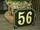 Emaille huisnummer 18x15 groen/creme nr. 56