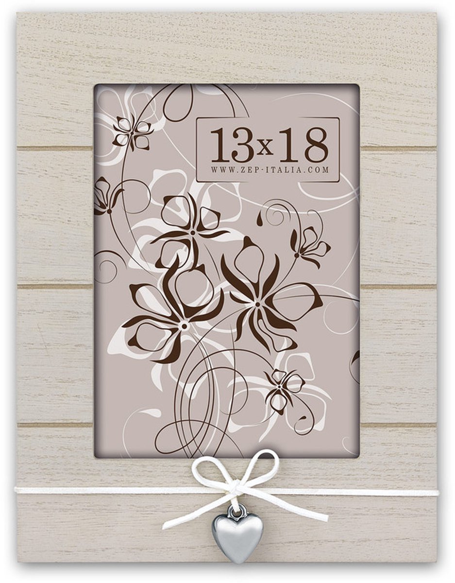 Zep Houten Fotolijst Sibel verticaal grijs met metalen hartje voor foto 13x18 - RD357V