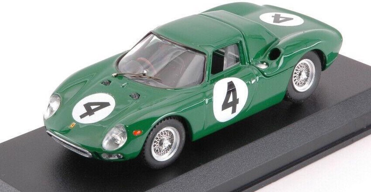 De 1:43 Diecast Modelcar van de Ferrari 250 LM #4 van de International Tourist Trophy van 1964. De bestuurder was D. Piper. De fabrikant van het schaalmodel is Best Model. Dit model is alleen online verkrijgbaar