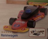 Houten racewagen (zelf te schilderen, inclusief verf en stickers)